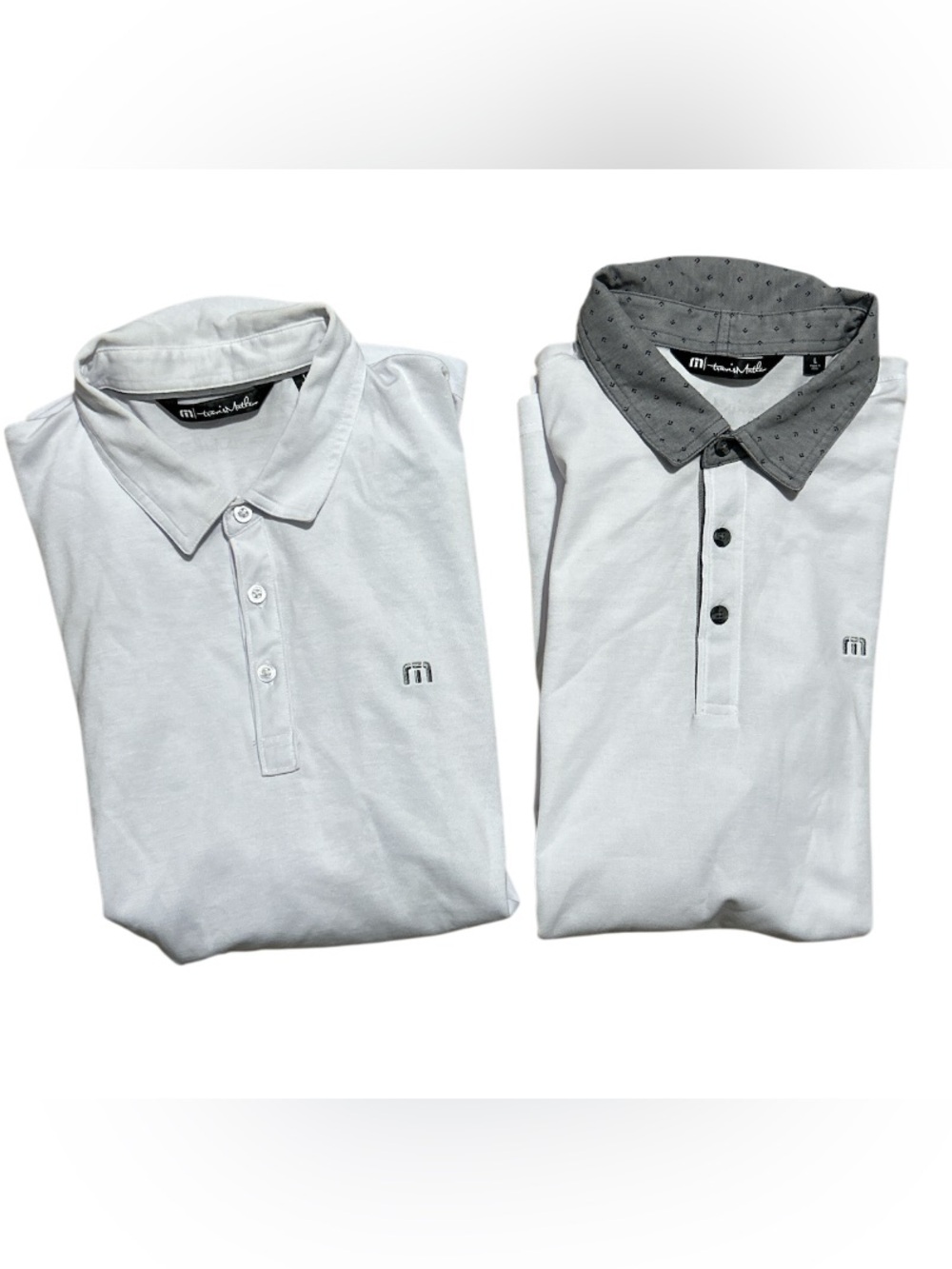 White Travis Matthew Polo Shirt with Contrast Collar Pair Lot Bundle Size Large